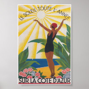 Póster Sur La Cote D' Azur Francia Poster de Viajes Vinta