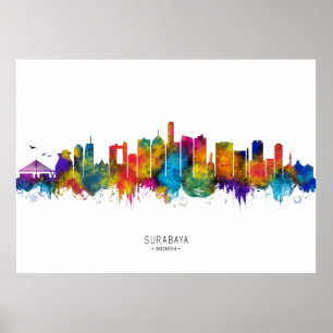 Póster Surabaya Indonesia Skyline