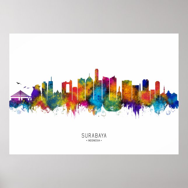 Póster Surabaya Indonesia Skyline (Frente)