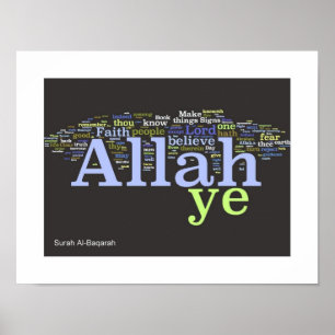 Póster Surah Al-Baqarah Wordle Print
