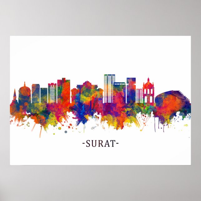 Póster Surat India Skyline (Frente)