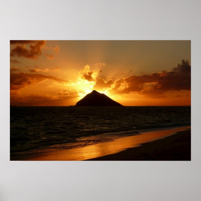 Póster Surco de Hawái en el poster de la playa (Frente)