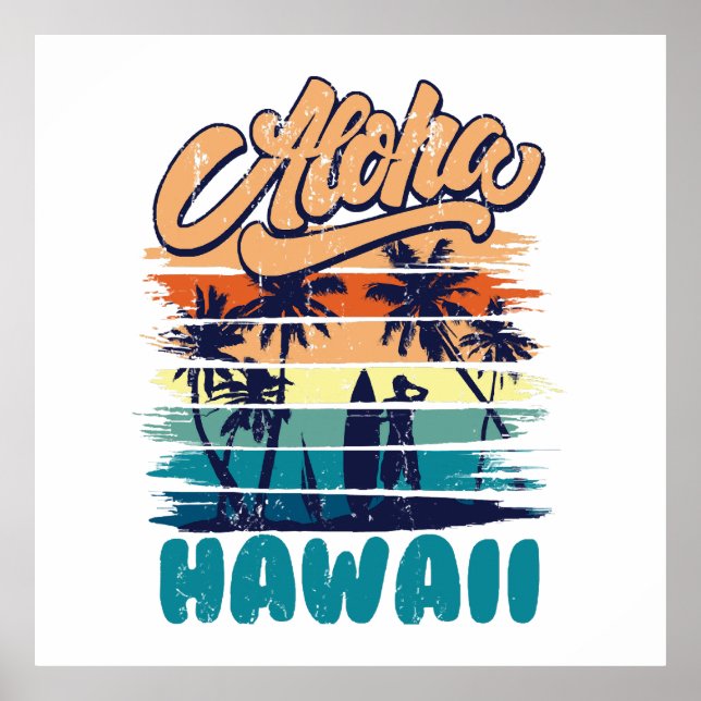 Póster Surf - Aloha Hawái (Frente)