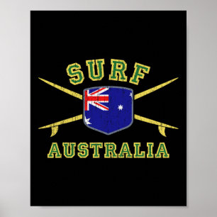 Póster Surf Australia Tablas de Surf Vintage Bandera Aust