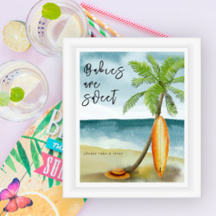 Póster Surf beach baby ducha - Los bebés son dulces