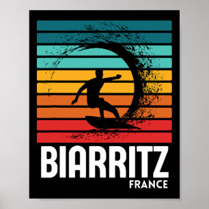Póster Surf Biarritz Francia Playa Vintage Retro Surfing 