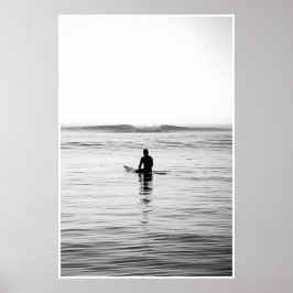 Póster Surf blanco y negro - Océano Minimalista