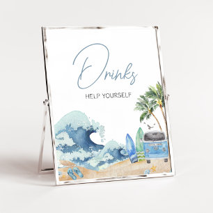 Póster Surf Board Beach Baby Shower Bebidas