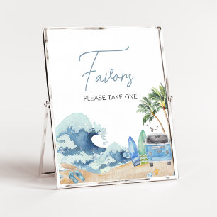 Póster Surf Board Beach Baby Shower Favors