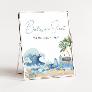 Póster Surf Board Beach Baby Shower Los bebés son dulces