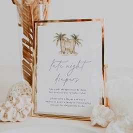 Póster Surf costero Baby Shower Rótulo de pañales nocturn