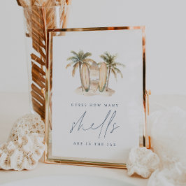 Póster Surf costero Baby Shower Shell adivinando Rótulo d