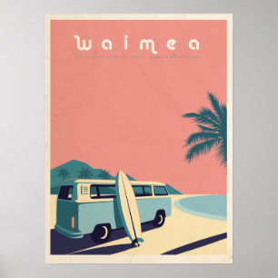 Póster Surf de Hawái Retro