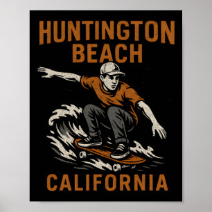 Póster Surf de Huntington Beach California Vintage Hombre