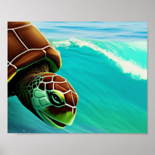 Póster Surf de tortuga