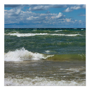 Póster Surf del lago Michigan
