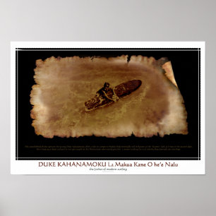 Póster Surf Duke Kahanamoku a los 15 años. viejo en Waiki