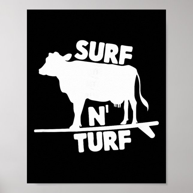 Póster Surf N' Turf Vaca Surfeando  (Frente)