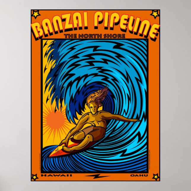 PÓSTER SURF NORTH SHORE HAWAII OAHU (Frente)