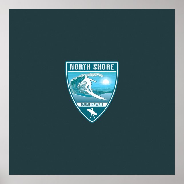 Póster Surf North Shore Kauai Hawaii (Frente)