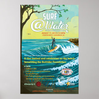 Póster Surf Poster de agua - 15" x 23"
