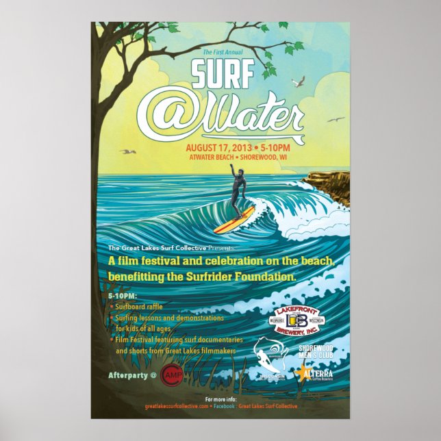 Póster Surf Poster de agua - 15" x 23" (Frente)