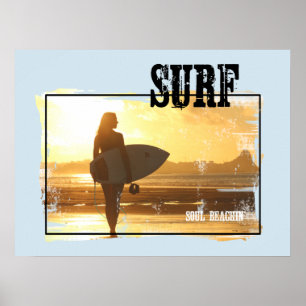 Póster Surf Poster Surfer Chica