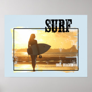 Póster Surf Poster Surfer Chica