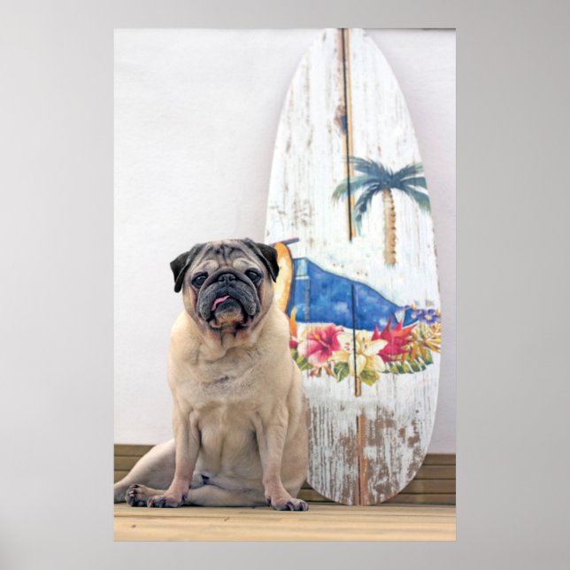Póster Surf Pug (Frente)