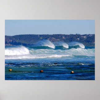 Póster Surf Rolling In - Newcastle Beach NSW Australia