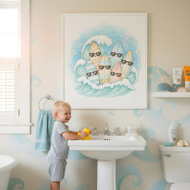Póster Surf’s Up Bath Crew Kids Bathroom Wall Art