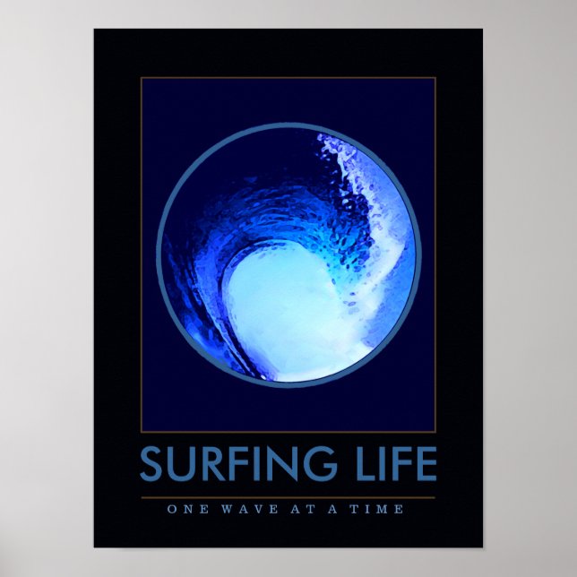 Póster surf . surf vida . una ola a la vez (Frente)