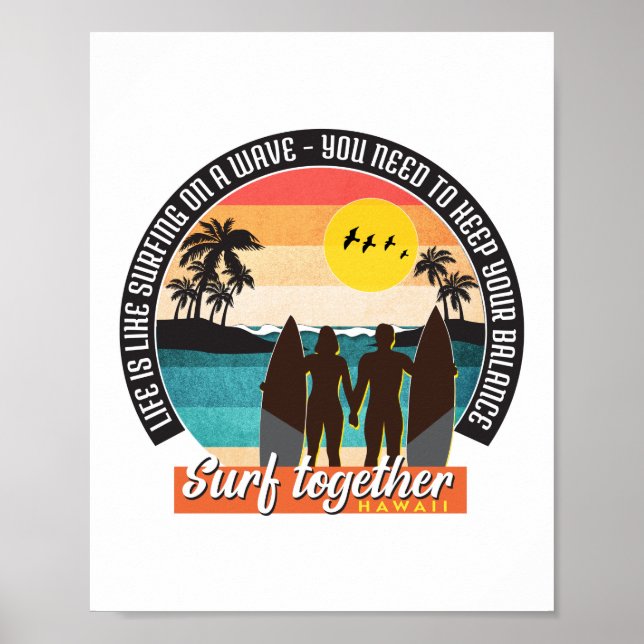 Póster Surf together - Keep your balance (Frente)
