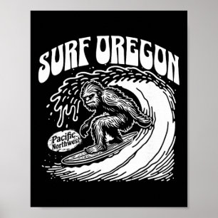 Póster Surf vintage de Oregon surfista Sasquatch