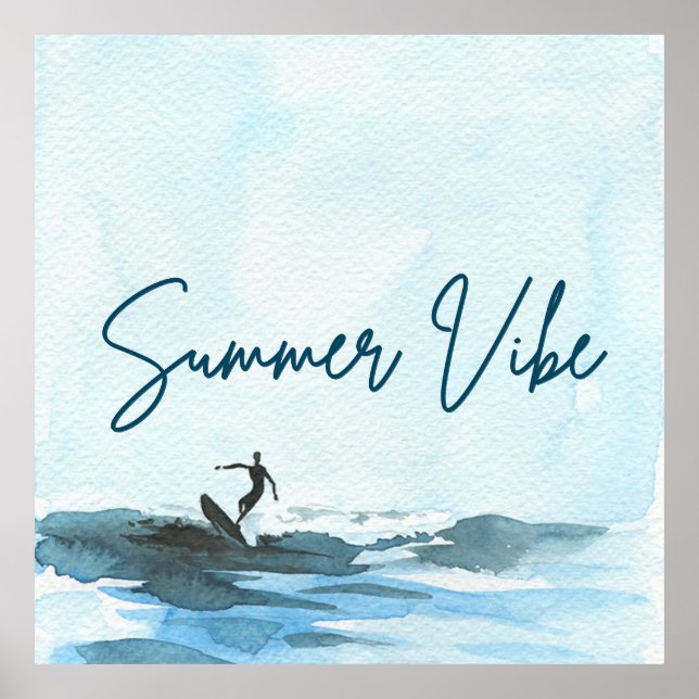 Póster Surf Watercolor Summer Vibe (Frente)