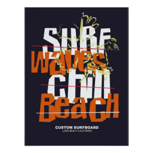 Póster Surf Waves Personalizado Beach