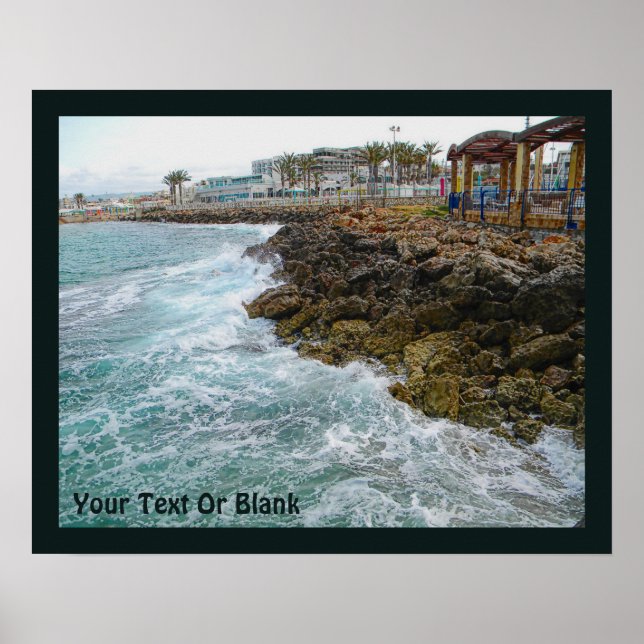 Póster Surf Y Rocas - Nahariya, Israel (Frente)