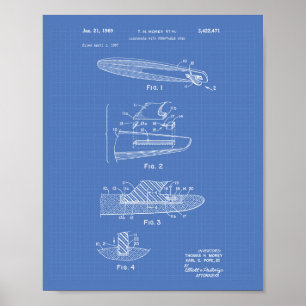 Póster Surfboard 1969 Patent Art Blueprint