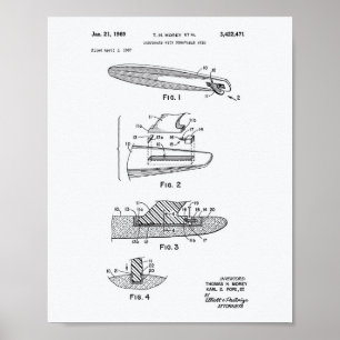 Póster Surfboard 1969 Patent Art White Paper