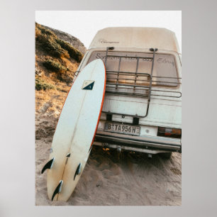 Póster Surfboard blanco y negro