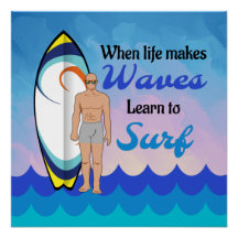 Surfboard Ocean Waves Blue Motivation Cita