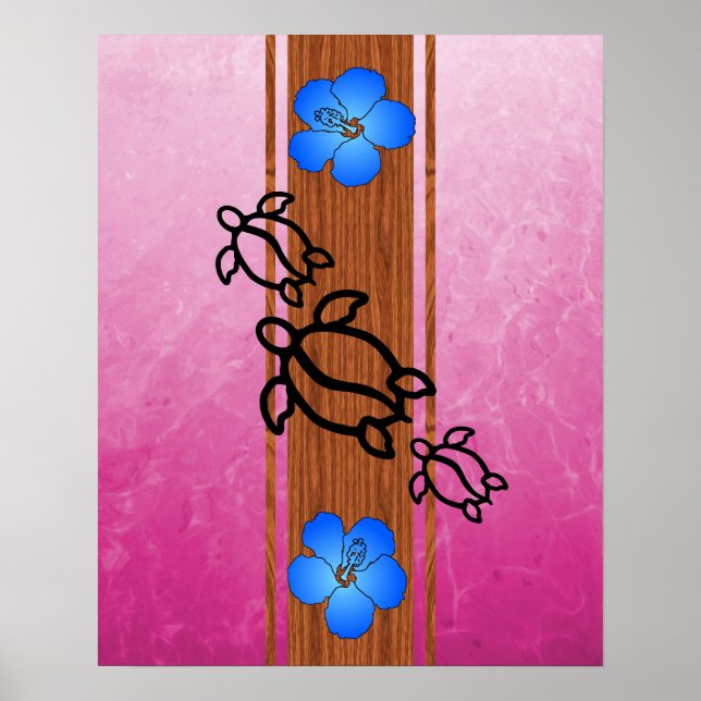 Póster Surfboard Retro Honu (Frente)