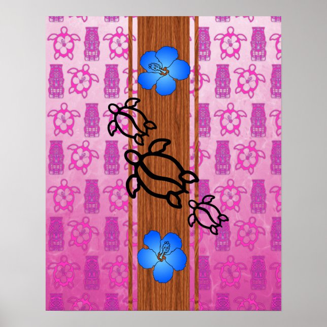 Póster Surfboard Retro Honu (Frente)