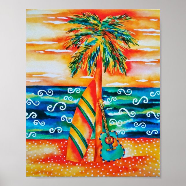 Póster Surfboard y Poster de guitarra (Frente)