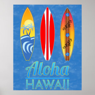 Póster Surfboards Aloha Hawaii