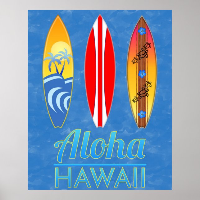 Póster Surfboards Aloha Hawaii (Frente)