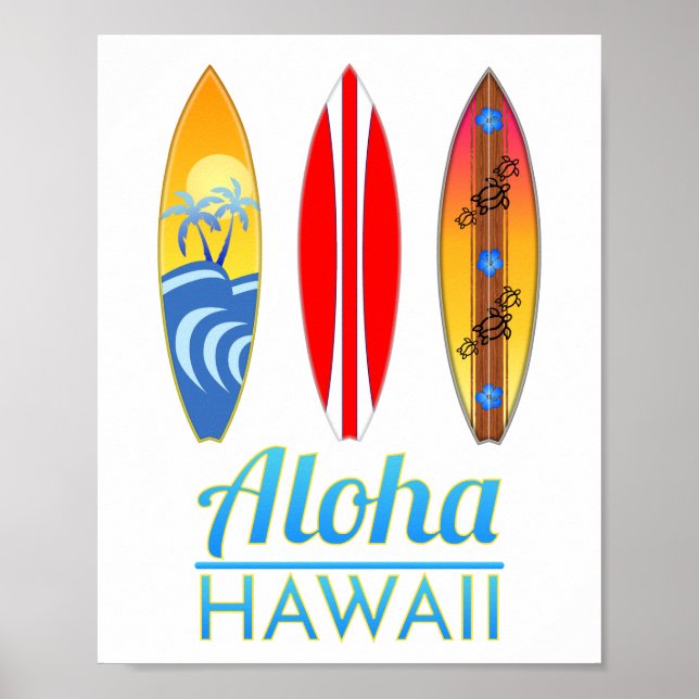 Póster Surfboards Aloha Hawaii (Frente)