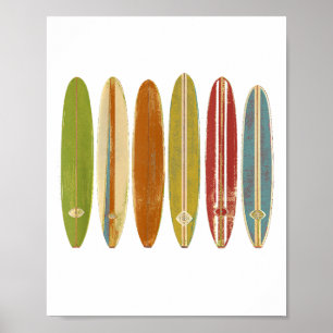 Póster Surfboards Vintage Retro Style Surfing