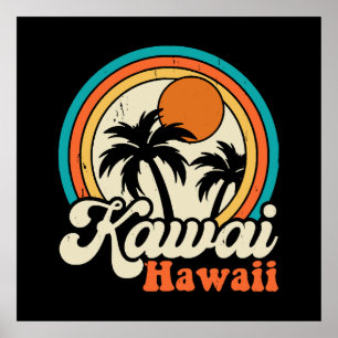 Póster Surfear Kawaii Hawaii