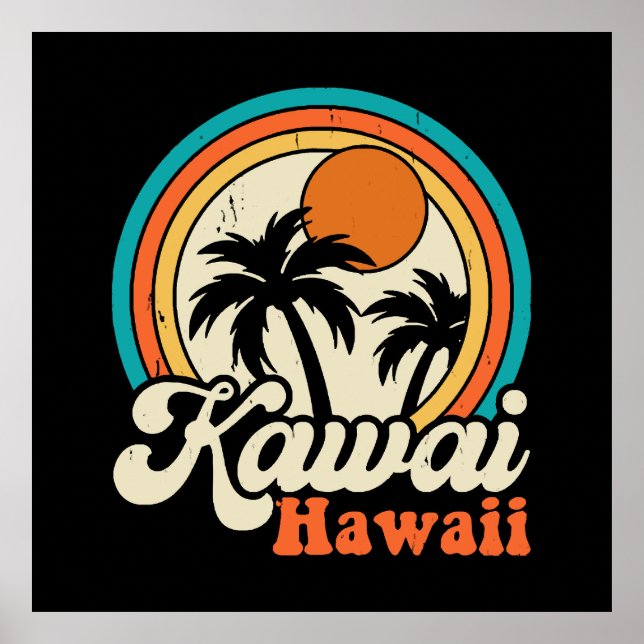Póster Surfear Kawaii Hawaii (Frente)